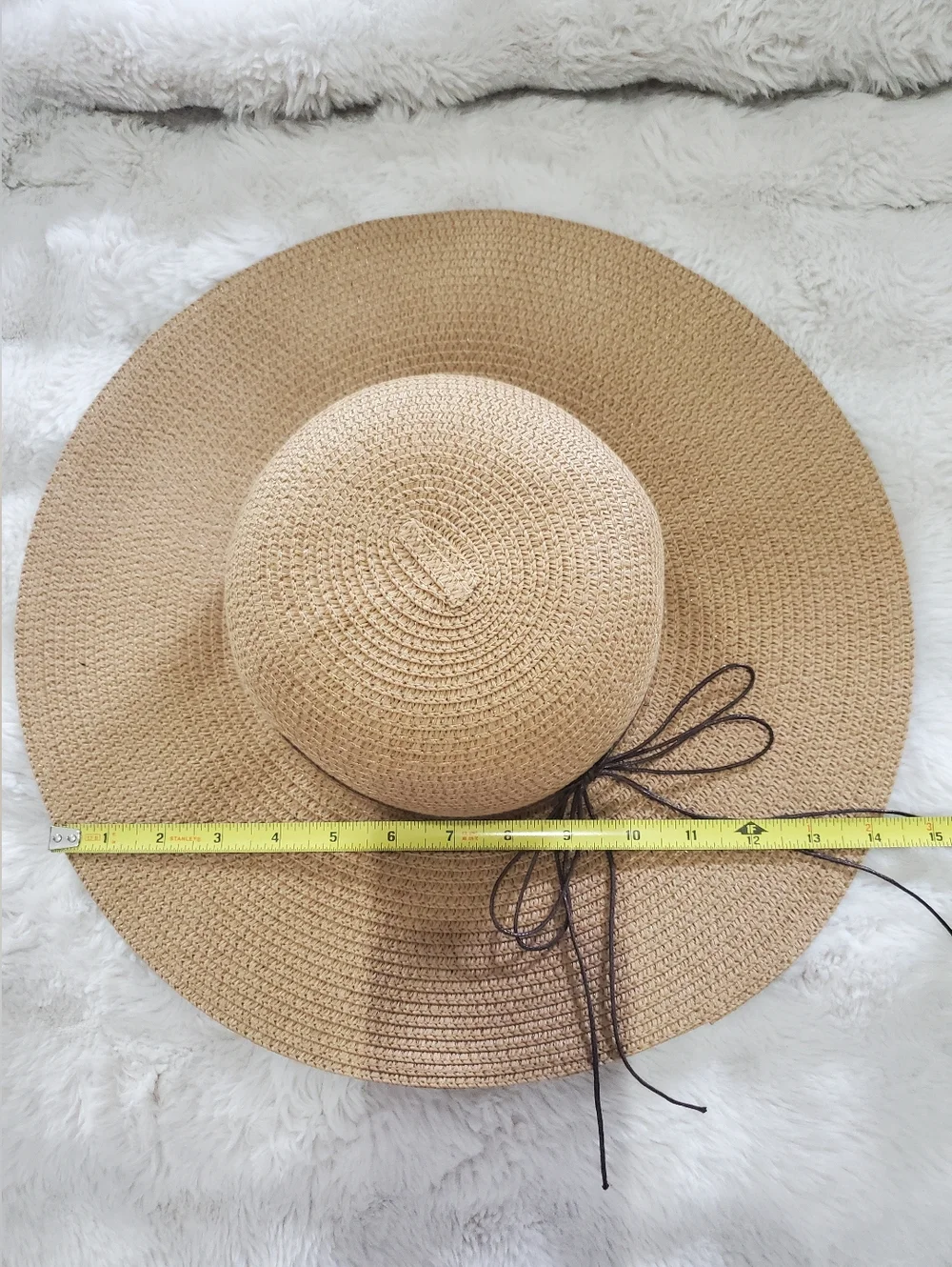Women's Wide Brim Tan Straw Sun Hat Size 57cm NWOT